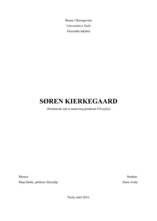 Søren Kierkegaard: seminarski rad iz filozofije