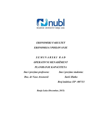 Planiranje kapaciteta