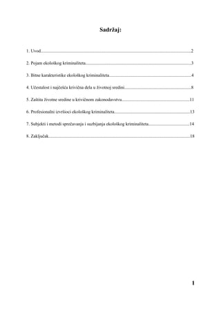 Ekološki kriminalitet: pojam, karakteristike i suzbijanje