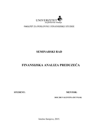 Finansijska analiza preduzeća