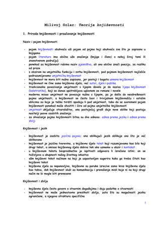 Teorija književnosti – Solar, skripta