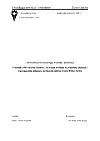 Tehnologija montaže i demontaže