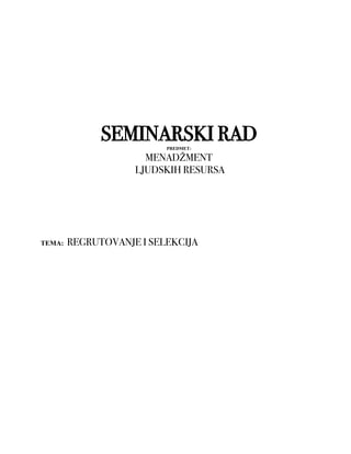 Regrutovanje i selekcija