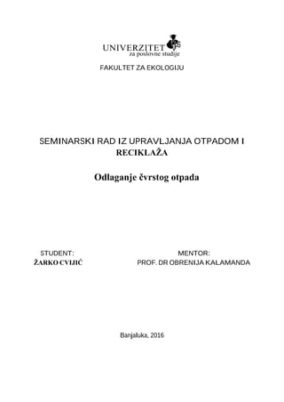 Odlaganje čvrstog otpada