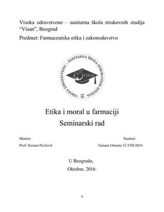 Etika i moral u farmaciji