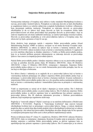 Smernice dobre proizvodjačke prakse u farmaciji