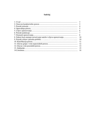 Porezi: karakteristike, principi, ciljevi i elementi oporezivanja