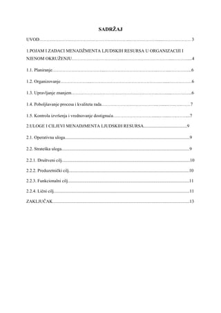 Značaj menadžmenta ljudskih resursa