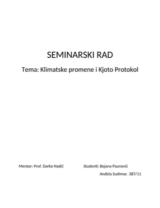 Klimatske promene i Kjoto Protokol