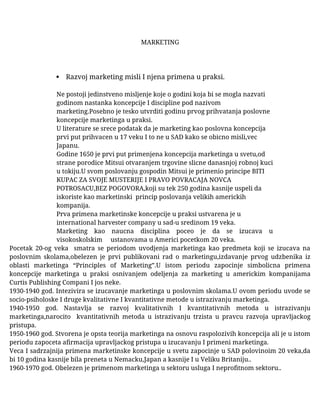 Razvoj marketing misli i njena primena u praksi