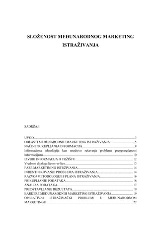 Složenost međunarodnog marketing istraživanja