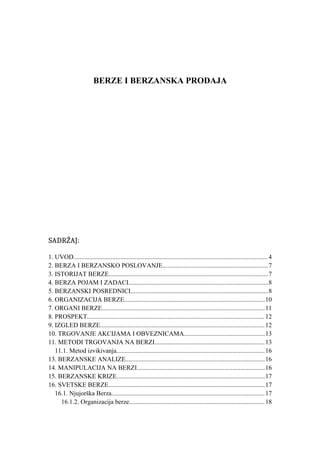 Berze i berzanska prodaja