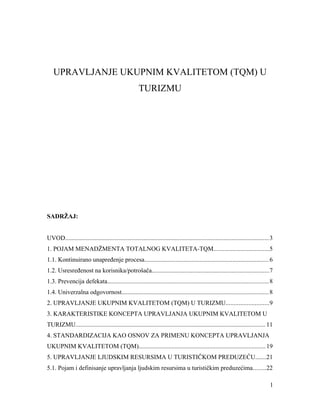 Upravljanje ukupnim kvalitetom u turizmu