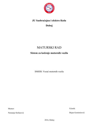 Sistem za kočenje motornih vozila