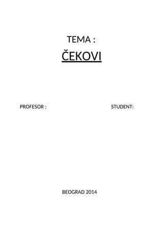 Čekovi: pojam, značaj i vrste