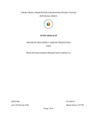 Principi strateškog projektnog liderstva