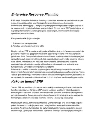 Planiranje resursa preduzeća ERP