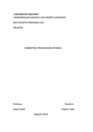 Marketing proizvodnje žitarica