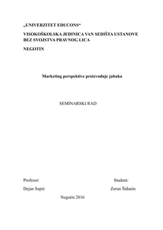 Marketing proizvodnje jabuke