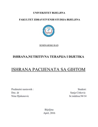 Ishrana pacijenta sa gihtom