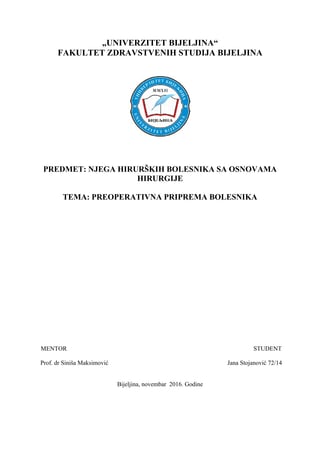 Preoperativne pripreme bolesnika