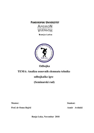 Analiza osnovnih elemenata tehnike odbojkaške igre