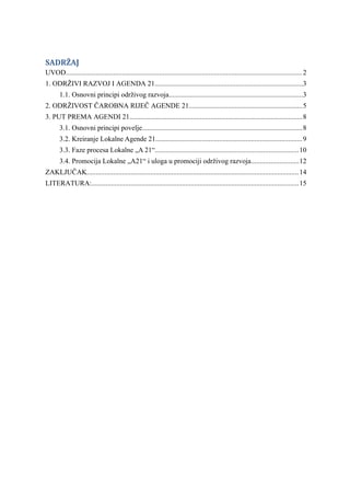 Agenda 21 i održivi razvoj: lokalna agenda kao instrument održivog razvoja