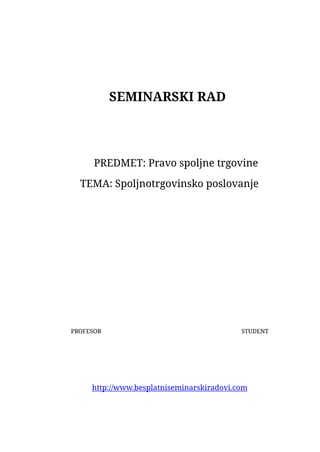 Pravo spoljne trgovine – Spoljnotrgovinsko poslovanje