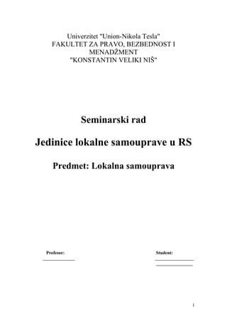 Jedinice lokalne samouprave u Republici Srbiji