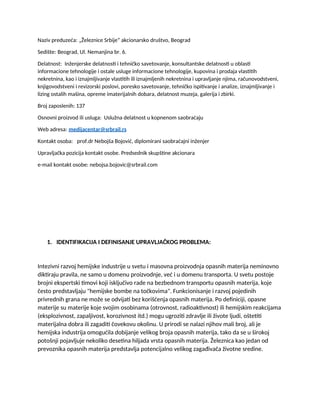 Identifikacija upravljačkog problema Železnice Srbije