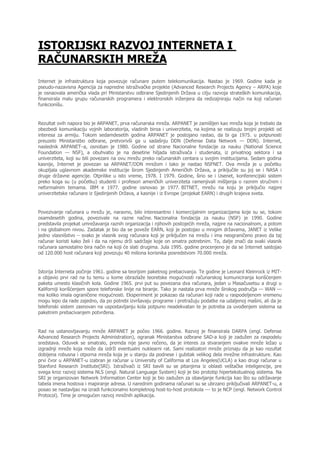 Istorijski razvoj interneta