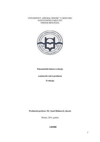 Paleontološki dokazi evolucije