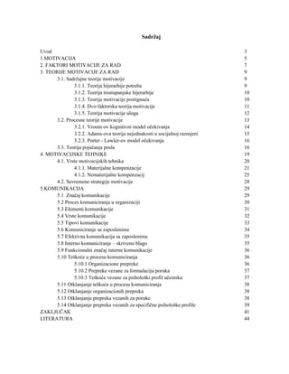 Motivacija i organizacija u komunikaciji