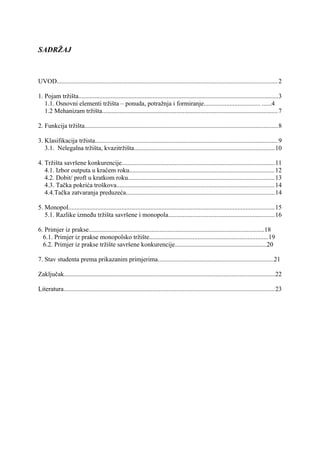 Tržište savršene konkurencije i monopola: analiza i primeri
