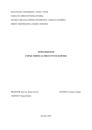 Etičke norme za zdravstvene radnike