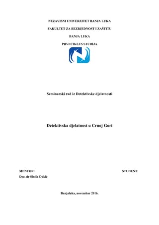 Detektivska delatnost u Crnoj Gori