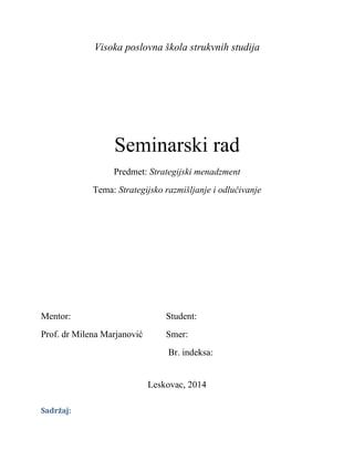 Strategijsko razmišljanje i odlučivanje