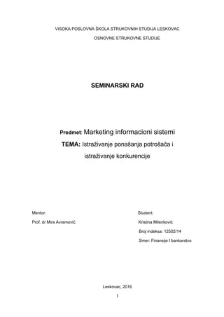 Istraživanje ponašanja potrošača i istraživanje konkurencije