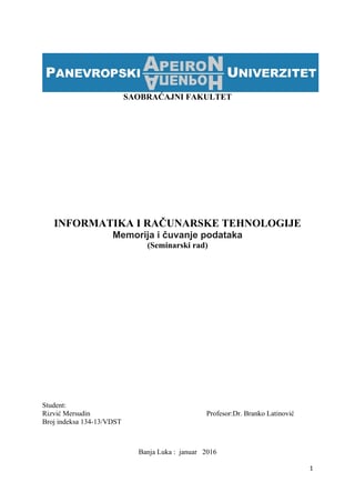 Memorija i čuvanje podataka