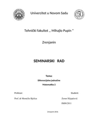 Diferencijalne jednačine