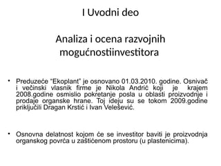 Biznis plan preduzeća “Ekoplant”