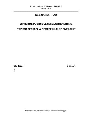 Tržišna vrednost geotermalne energije