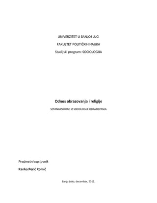 Obrazovanje i religija