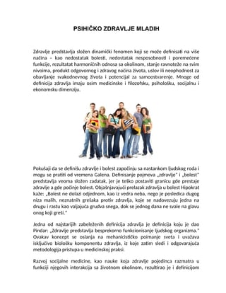 Psihičko zdravlje mladih