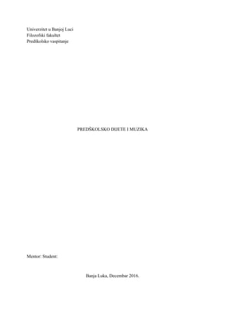 Značaj muzike za predškolsko dete