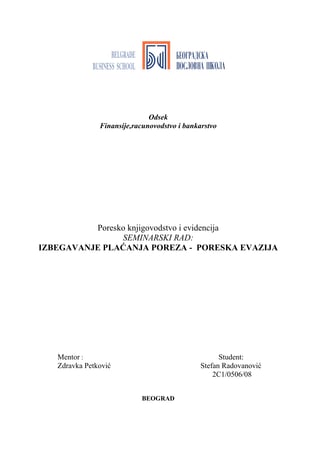 Izbegavanje plaćanja poreza-poreska evazija