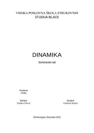 Dinamika: seminarski rad