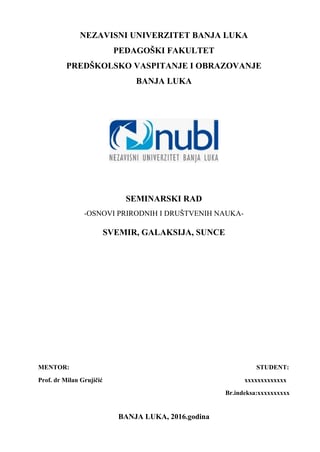 Svemir, galaksija, sunce