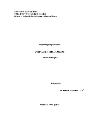 Tehnologija obrade proizvoda