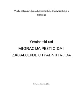 Migracija pesticida i zagađenje otpadnih voda